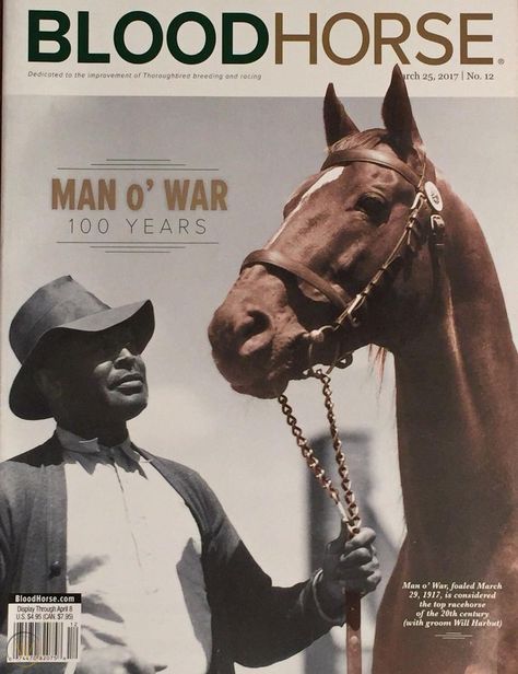 Man o' War Blood Horse Racing Magazine Groom Will Harbut 3/25/17 No Label Mint | #1896021492 Racing Magazine, Secretariat Horse, Sea Biscuit, Aqha Horses, Camargue Horse, Horse Magazine, Thoroughbred Racehorse, Pony Breeds, Beautiful Horse Pictures