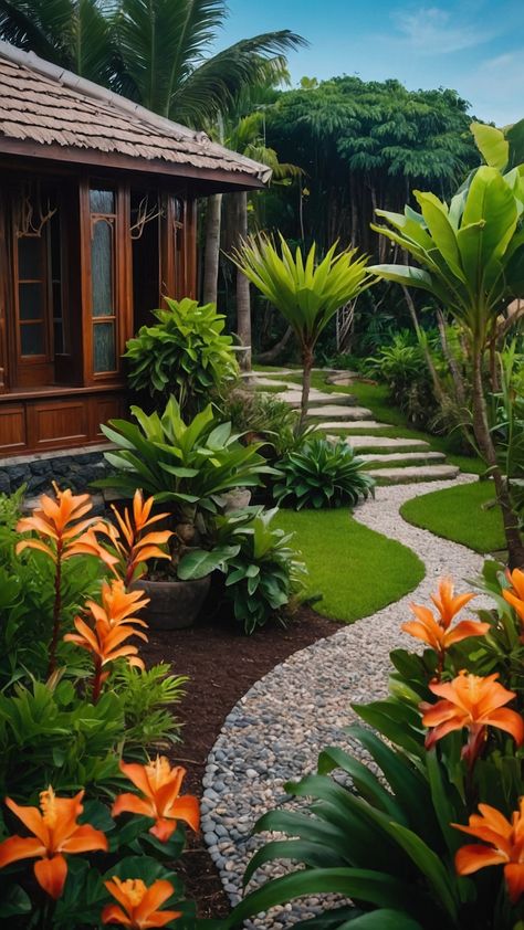 Transform your backyard with small tropical gardens Get inspired with landscaping and design ideas for small spaces Discover unique ideas for landscaping your UK patio and Australian backyard creating a lush oasis with full sun plants Ideal for front yards beds and NZ gardens Australian Backyard, Small Tropical Garden Ideas, Small Tropical Gardens, Tropical Garden Ideas, Tropical Retreat, Full Sun Plants, Tropical Landscape, Alternative Christmas Tree, Garden Gnomes