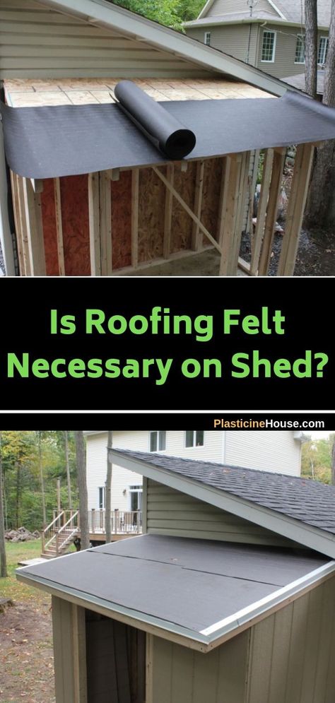 Learn if you need roofing felt on your shed How To Build Shed, Flat Metal Roof, Roof Repair Diy, Roof Soffits, Flat Roof Shed, Build Shed, Building A Shed Roof, Wood Sheds, Diy Sheds