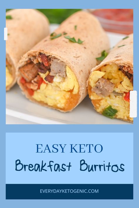 Start your day right with these Easy Keto Breakfast Burritos! Made in an air fryer, they're filled with mouthwatering scrambled eggs, savory sausage, crispy bacon, and oozy cheddar cheese, all wrapped in low-carb tortillas. Perfect for the ketogenic diet, these burritos are not only delicious but also convenient for a healthy grab-and-go breakfast. Customize with your favorite veggies or spices for an extra kick Keto Breakfast Burrito Low Carb, Air Fryer Breakfast Burritos, Keto Breakfast Burrito, Quick Keto Meals, Air Fryer Breakfast, Healthy Tortilla, Easy Keto Breakfast, Keto Air Fryer, Breakfast Burritos Recipe