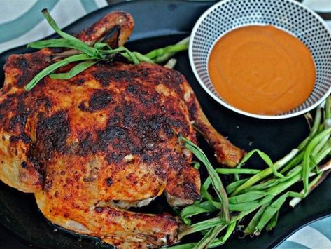 Few things in life are more satisfying than roast chicken. And when your bird is slathered with spicy, citrusy pimentón rub and served with tangy romesco? Resistance is futile. Passionfruit Sauce, Chicken Tonight, Grilled Onions, Roast Chicken Recipes, Citrus Chicken, Onion Recipes, Serious Eats, Roast Chicken, Spanish Style