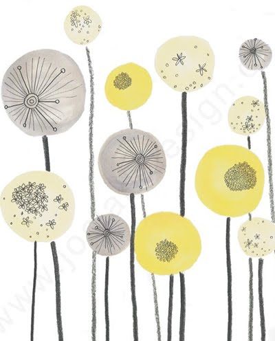 print & pattern: DESIGNER - jo clark Palettes Color, Art Et Illustration, Mellow Yellow, Abba, Art Journal, Dandelion, Pattern Design, Print Patterns, Illustration Art