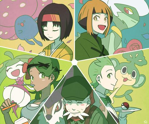 Grass Trainers Pokemon Gym Leaders Fanart, Grass Type Pokemon Trainer, Grass Gym Leader, Pokemon Trainer Aesthetic, Trainer Aesthetic, Pokémon Wallpapers, Grass Type Pokemon, Pokemon Gym Leaders, Pokémon Characters