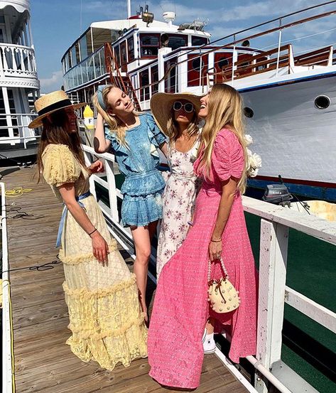 Wish we all could be California Girls 💖 Cuties at our @loveshackfancylidovillage shop 🎀 @ericapelosini @gintalapina @bojanicic @lanazakocela Loveshackfancy Dress, Chiffon Mini Dress, Corset Mini Dress, Floral Garland, Contrast Piping, Silk Maxi Dress, Fabric Covered Button, White Maxi, Pink Midi Dress