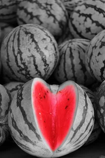 Watermelon Color Splash Art, Selective Color Photography, Color Splash Photo, Color Splash Photography, Splash Photography, Elements And Principles, Fruit Photography, White Picture, Jolie Photo