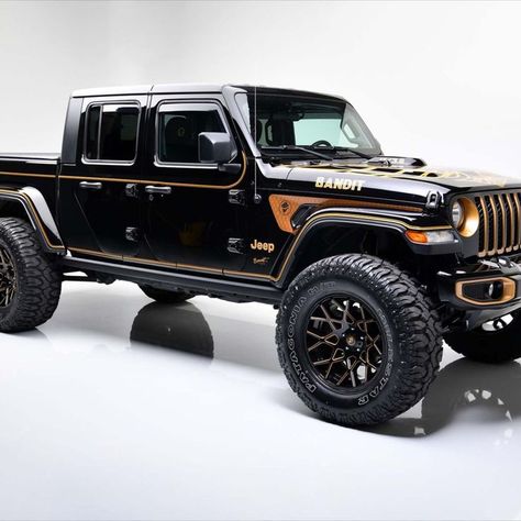 This 2020 Jeep Gladiator is #10 of a limited series of Bandit Outlaw Editions. Powered by a 3.6-liter V6 engine mated to an 8-speed automatic transmission. Lot #780 is selling with No Reserve at our 2022 Scottsdale Auction, Jan. 22-30. Jeep Gladiator Custom, Bronze Wheels, Pontiac Trans Am, Smokey And The Bandit, Black Jeep, Jeep Jl, V6 Engine, Jeep Rubicon, Cars Vintage