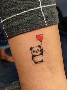 Tattoo Panda Small, Cute Tato Simple, Panda Tattoo Ideas For Women, Wrist Tattoos Floral, Little Panda Tattoo, Small Tattoos Panda, Panda Small Tattoo, Tiny Panda Tattoo, Panda Tattoos For Women