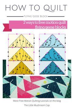 Free Motion Quilting Designs, Hand Quilting Designs, Quilting Stitch Patterns, How To Quilt, Free Motion Designs, Free Motion Quilting Patterns, Flying Geese Quilt, Machine Quilting Patterns, Freemotion Quilting