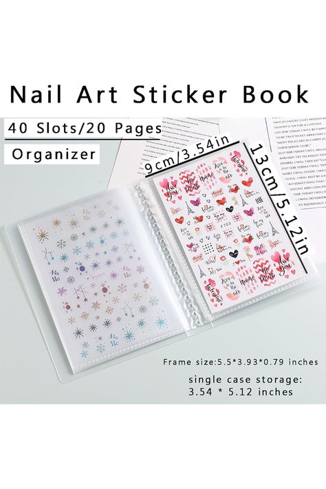 1Pcs 40 Slots Transparent Sticker Storage Book, Nail Sticker Organizer for Sticker Collecting, Empty Display Book Collecting Holder Binder Book, Sticker Storage Album DIY Nail Art Tools Sticker Organizer, Diy Nail Art Tools, Sticker Organization, Accessories Photography, Fashion Accessories Photography, Sticker Storage, Album Diy, Nail Sticker, Diy Nail Art