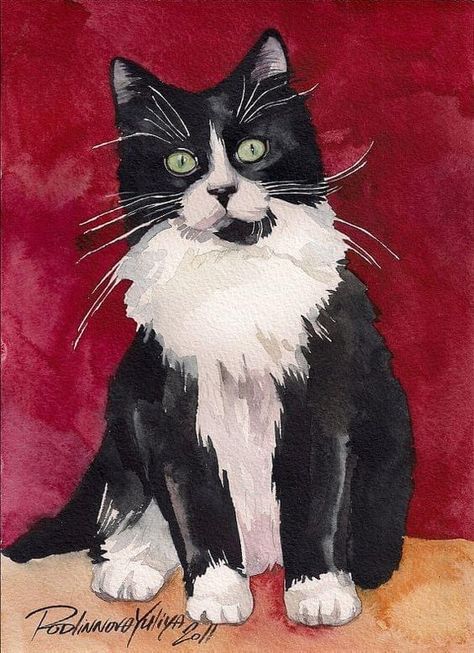 Black And White Cat Drawing, Watercolour Cats, 2d Cafe, Kitten Black, Cat Greeting Cards, Tuxedo Cats, Cat Art Illustration, Black And White Cat, Pets Drawing