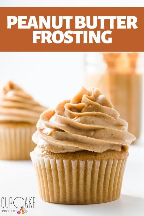 If you love peanut butter, this peanut butter frosting is for you! It has a strong peanut butter flavor and, like a classic buttercream frosting recipe, it pipes perfectly onto cupcakes and cakes. #peanutbutterfrosting #frostingrecipe Cupcakes Amor, Frost Cupcakes, Caramel Buttercream Frosting, Peanut Butter Frosting Recipe, Salted Caramel Frosting, Peanut Butter Cupcakes, Caramel Buttercream, Caramel Frosting, Buttercream Frosting Recipe