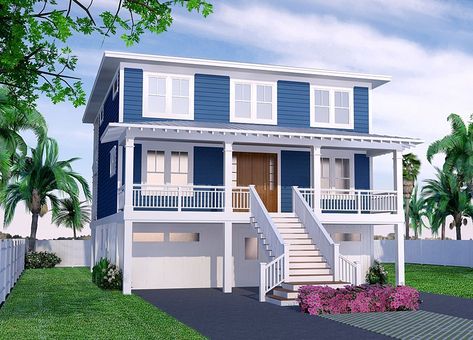 new_river_place_front Raised Houses, Low Country Homes Plans, Low Country Homes, Beautiful Beach Houses, Cottage Coastal, Coastal House Plans, Coastal House, Beach House Plans, Coastal Contemporary