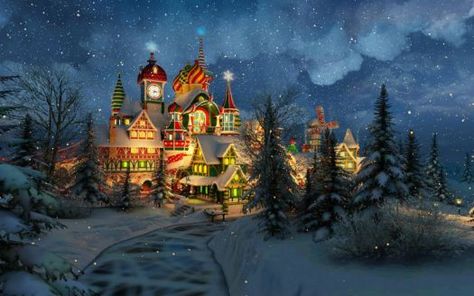 Magic Santa, Castle Illustration, Santa's Village, Code Wallpaper, Bg Design, Church Pictures, Hd Wallpaper 4k, Snow Pictures, Thanksgiving Wallpaper