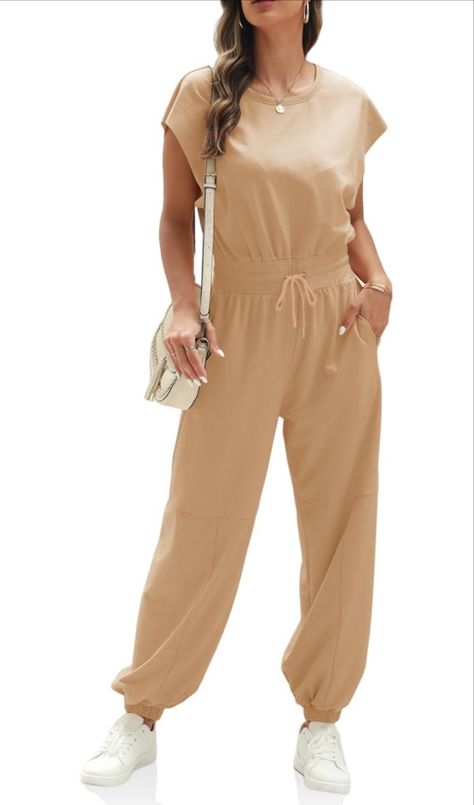 Fisoew Womens Oversized Sleeveless Loose Casual Crew Neck Jumpsuits Open Back Summer Long Pants Baggy Rompers with Pockets Oversized Jumpsuit, Long Pant Jumpsuit, Pants Baggy, Loose Jumpsuit, Sleeveless Jumpsuits, Jersey Knit Fabric, Wide Leg Jumpsuit, Cardigan Jacket, Long Pants