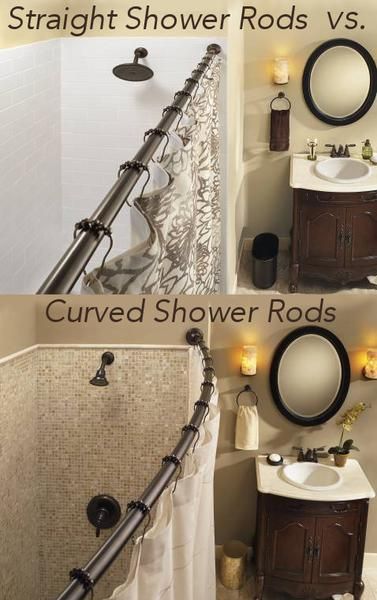 Cream Colored Bathrooms, Double Shower Curtain Rod, Curved Shower Rod, Curved Curtain Rods, Double Shower Curtain, Bathroom Improvements, Small Bathroom With Shower, Shower Rods, Shower Curtain Rod