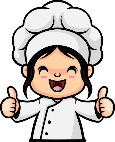 Chef Girl, Cartoon Chef, Cute Doodle, Cute Doodle Art, Girl Cartoon, Thumbs Up, Premium Vector, Png Images, Adobe Illustrator