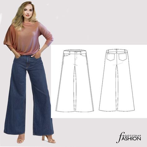 Diy Dress Form, Jeans Sewing Pattern, Jeans Sewing, Pants Trend, Wide Legged Pants, Sewing Instructions, Patterned Jeans, Pant Trends, Sewing Pattern Design