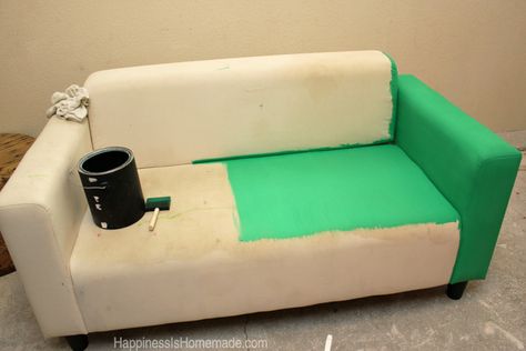 How to Easily Make Over a Sofa With Paint - Happiness is Homemade Painted Sofa, Counseling Office, Happiness Is Homemade, Furniture Fix, Decorating Home, Furniture Repair, How To Clean Furniture, Diy Furniture Projects, Redo Furniture