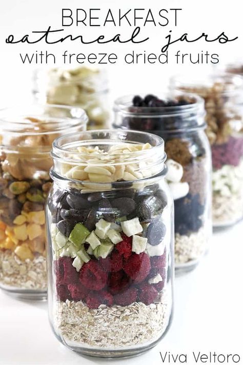 Oatmeal Breakfast Jars, Oatmeal Jar, Oatmeal Jars, Make Ahead Oatmeal, Freeze Dried Food Storage, Oatmeal In A Jar, Harvest Right Freeze Dryer, Best Freeze Dried Food, Breakfast In A Jar