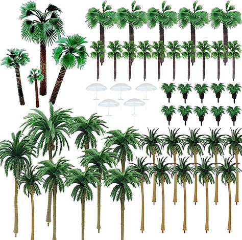 Amazon.com: Woohome 44 PCS Model Trees Coconut Palm Model Trees with 5 PCS Mini Umbrella, Mixed Model Trees for Model Train Railway Architecture Diorama DIY Scenery Landscape : Arts, Crafts & Sewing Palm Tree Crafts, Model Train Accessories, Mixed Models, Mini Umbrella, Coconut Palm, Model Tree, Sand Table, Model Train Scenery, Miniature Plants