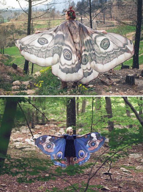 Kimonos and Skirts, Dragonfly, Butterfly and Moth Wings and Cloaks and Capes, by Costurero Real on Etsy       Follow So Super Awesome: Facebook • Pinterest • Instagram Pixie Costume, Perfect Cosplay, Cosplay Idea, Bug Party, Chiffon Cover Up, Cape Costume, Moth Wings, Cape Scarf, Aerial Dance