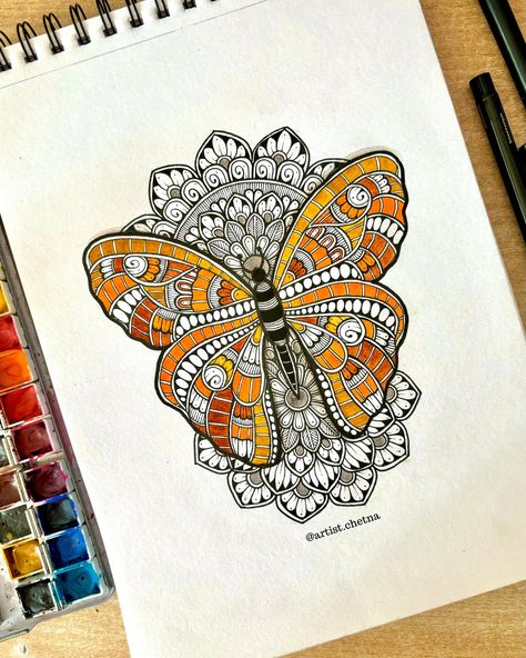 Mandala Art Ideas Creative, Mandala Doodle Art, Butterfly Mandala Art, Artist Reels, Butterfly Doodle, Creative Mandala, Mandala Butterfly, Pen Doodle, Mandala Arts