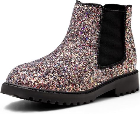 Amazon.com | KELISI Girls Glitter Ankle Boots Low Heels Cute Boot Shoes for Toddler Little Kid | Boots Brown Glitter Boots, Glitter Ankle Boots, Kid Girl Boots, Black Leather Ankle Boots Kids, Kids Ankle Boots, Toddler Girl Boots, Pink Boots Kids, Glitter Boots, Boot Shoes