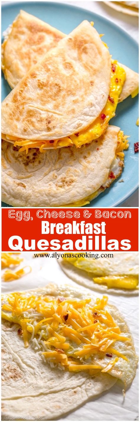 Quesadillas Breakfast, Breakfast Quesadilla Recipes, Breakfast Quesadillas, Breakfast Quesadilla, Breakfast Party, Make Breakfast, Bacon Breakfast, Breakfast Recipes Casserole, Egg Breakfast