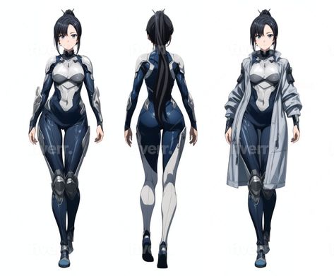 Looking for top-notch concept art and character designs for your Vtubing journey? Look no further! I offer quick and amazing services tailored specifically for Vtubers. Get the best art in under 200 c Anime Bodysuit Design, Turn Around Character Design, Anime Techwear, Female Samurai Art, Killing Bites, Female Samurai, Cyberpunk Female, Warrior Outfit, Female Armor