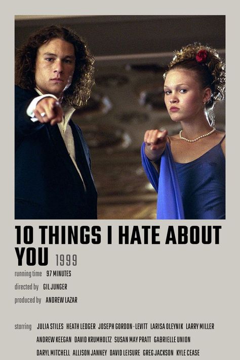 Cinema Rooms, Andrew Keegan, Romcom Movies, Tv Posters, 10 Things I Hate About You, Most Paused Movie Scenes, Julia Stiles, Film Posters Minimalist, Movie Posters Minimalist