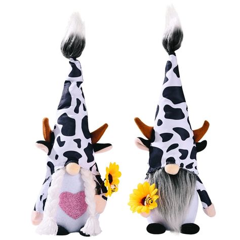 PRICES MAY VARY. Eye-catching appearance: The 2 Pcs cow gnomes are designed with 3 styles and vibrant patterns,such as red heart patterns,sunflower decorations, and mainly color is white and black, which are vivid and warm, sure to brighten your home kitchen tiered tray decorations Perfect Size:The Cow plush figurine is approximately 3 inches/8cm wide and 40cm/16inch from the base of gnomes to top of the hat which can be adjusted to whimsy for your preference, perfect for year-round farmhouse de Cow Gnomes, Cow Couple, Sunflower Plush, Sunflower Gnomes, Gnome Thanksgiving, Black And White Cow, Fall Gnome, Red Heart Patterns, White Cow