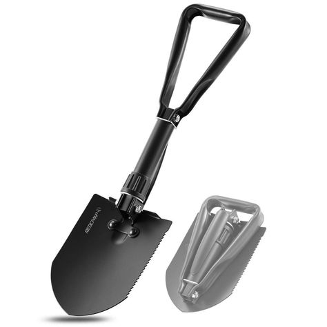 REDCAMP Military Folding Camping Shovel High Carbon Steel Entrenching Tool Tri-fold Handle Shovel with Cover Entrenching Tool, Hiking Backpacking, Wireless Camera, Rv Stuff, Outdoor Survival, Cover Black, Military Discounts, Garden Trowel, Steel Handle