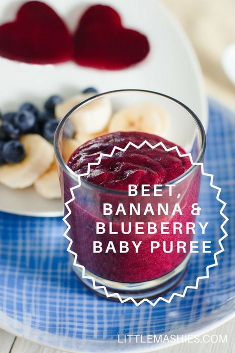 Beet Baby Food, Beet Puree Recipes, Pouch Recipes, Healthy Kids Snacks, Blueberry Puree, Banana Baby Food, Puree Recipes, Baby Food Combinations, Baby Food Pouches