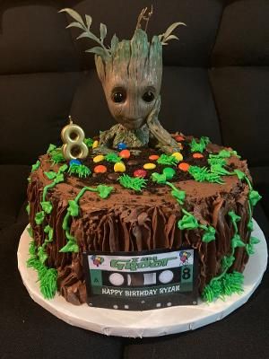 Groot Birthday Cake Groot Birthday Cake Ideas, Groot Bday Party, Guardians Of The Galaxy Birthday Cake, Groot Party Ideas, Guardians Of The Galaxy Birthday Party, Groot Birthday Party Ideas, Groot Birthday Cake, Baby Groot Cake, Groot Party