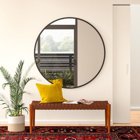 Circle Mirror, Accent Mirror, Round Wall Mirror, Boho Living, Round Mirror, Modern Furniture Living Room, Boho Living Room, Single Bathroom Vanity, Accent Mirrors