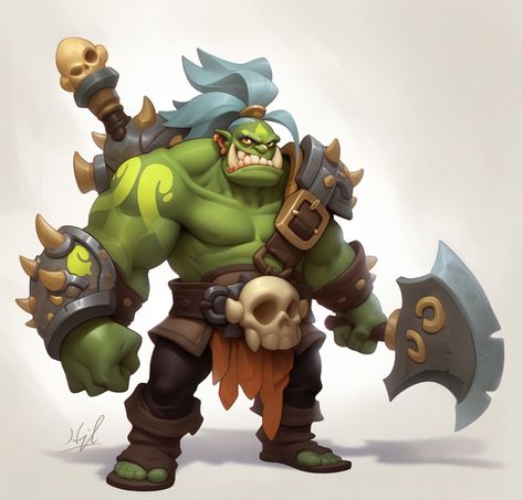 Low Poly Game Character, Orc Dnd Character, Orc Illustration, Orc Cartoon, Stylized Character Concept Art, Character Design Styles, Orc Concept Art, Stylized Concept Art, Orc Character Design