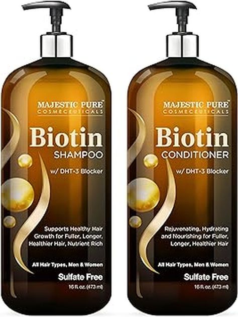 MAJESTIC PURE Biotin Shampoo and Conditioner Set | Infused with Rosemary Oil, Castor Oil | Hair Shampoo for Men & Women | 16 fl oz each Healthy Hair Care Routine, Hair Nutrients, Mens Shampoo, Biotin Shampoo, Shampoo For Thinning Hair, Shampoo And Conditioner Set, Castor Oil For Hair, Healthy Hair Care, Volumizing Shampoo