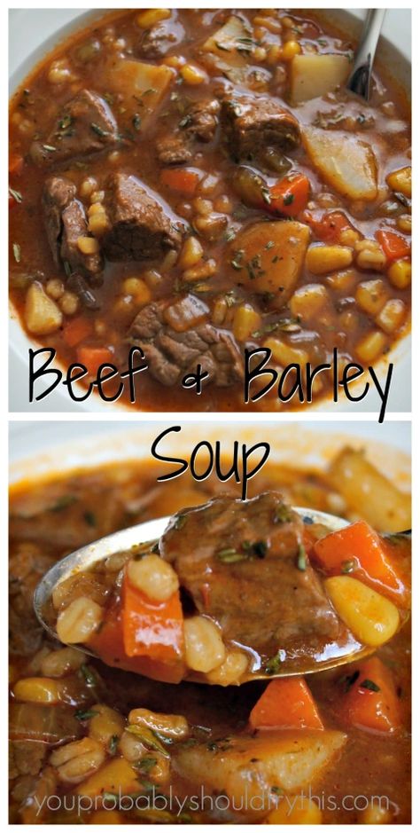 Beef And Barley Soup, Beef And Barley, Beef Soup Recipes, Beef Barley, Beef Barley Soup, Vegetarian Soup Recipes, Barley Soup, Soup Recipes Slow Cooker, Crock Pot Recipes