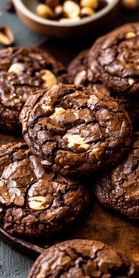 Peanut Butter Filled Brownie Cookies [30 Minutes] - Chasety Peanut Butter Brownie Cookies, Cookies Brownies, Chocolate Peanut Butter Cookies, Peanut Butter Filling, Peanut Butter Brownies, Cookies Recipes, Brownie Cookies, Peanut Butter Cookies, Creamy Peanut Butter