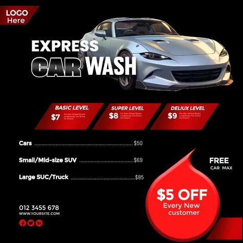 Express Car Wash Car Wash Posters Ideas Design, Car Wash Banner Design, Cute Car Wash Poster Ideas, Carwash Flyer, Express Car Wash, Linkedin Background Image, Linkedin Banner, Linkedin Background, Business Flyers