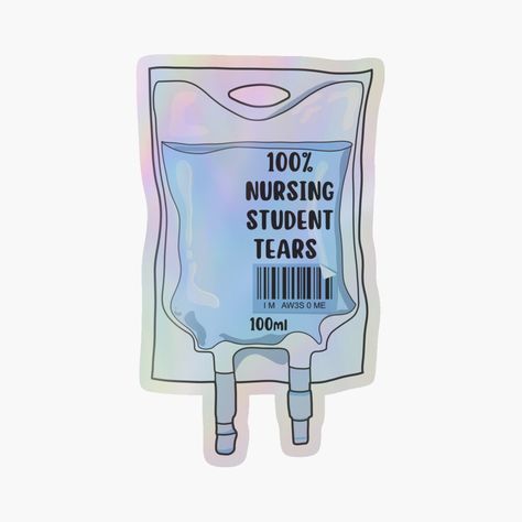 Get my art printed on awesome products. Support me at Redbubble #RBandME: https://www.redbubble.com/i/holographic-sticker/Nursing-student-tears-by-PRESLAVAA/145449245.A3LW6?asc=u Medical Stickers, Nursing Student, Nursing Students, Nursing, Awesome Products, My Art, Medical, Art