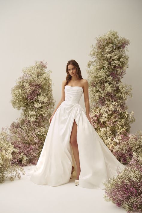 Look 2 — Nicole + Felicia Couture Nicole Warne Wedding, Nicole Felicia Bridal, Nicole And Felicia, Nicole Felicia Couture, Nicole Felicia, Mikado Wedding Dress, Nicole Warne, Contemporary Bridal, Draped Fabric