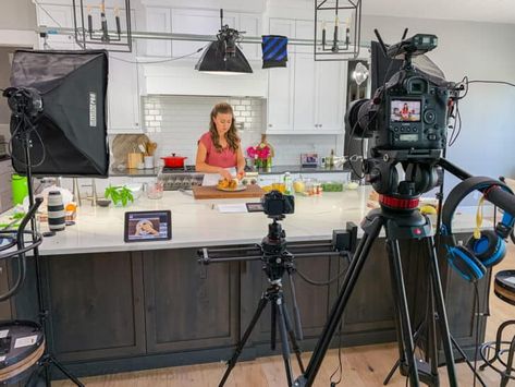 Bloopers and Behind the Scenes 2020 (VIDEO) - NatashasKitchen.com Cooking Video Setup, Behind The Scenes Interview, Cooking Show Set Design, Movie Studio Set, Funny Behind The Scenes, Video Lighting Setup, Event Videography, Aesthetic Influencer, Studio Lighting Setups