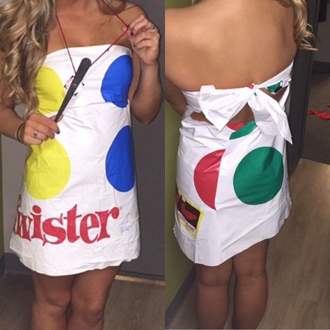 Diy Halloween twister costume Abc Costume, Anything But Clothes Party Ideas, Twister Costume, Twister Halloween, Anything But Clothes Party, Abc Costumes, Anything But Clothes, Nascar Costume, Abc Party Costumes