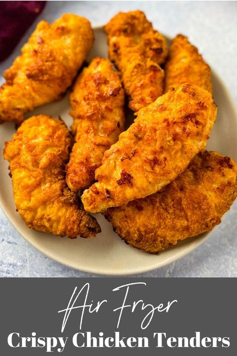 chicken tenders in an air fryer Recipes For Chicken Tenders In Air Fryer, Air Fryer Fresh Chicken Tenders, Pioneer Woman Air Fryer Chicken Tenders, Crunchy Air Fryer Chicken, Air Fryer Chicken Tenders With Flour, Airfryer Chicken Fingers, Fired Chicken Tenders In Air Fryer, Air Fry Breaded Chicken Tenders, Air Fried Chicken Fingers