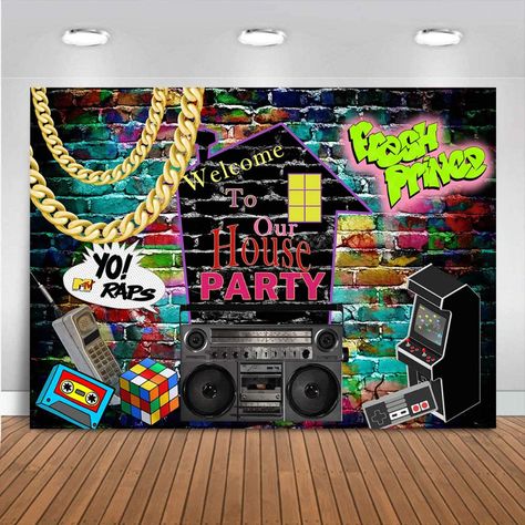 Graffiti Theme, Graffiti Party, Grammar Punctuation, Hip Hop Birthday, Hip Hop Party, Photos Booth, Decor Studio, Floor Decal, Musica Rock