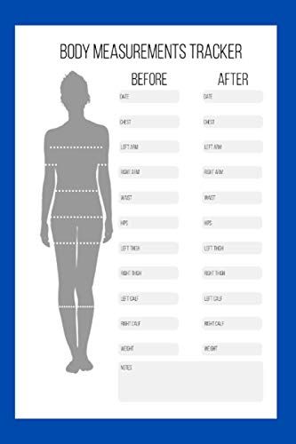 Body Measurment Tracker: Before - After Body Weight and Circumferences Journal by Fitness Publishing Before After Body, Measurement Tracker, Body Measurement Tracker, Body Measurement Chart, Fitness Planner Printable, Printable Workouts, Workout Log, Body Measurement, Planner Pdf