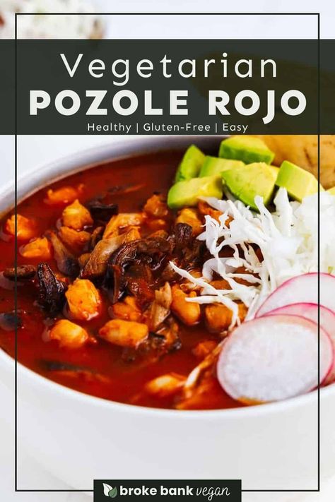 Vegetarian Posole, Vegan Pozole Recipe, Vegan Posole, Vegetarian Pozole, Red Posole Recipe, Red Posole, Roasted Oyster Mushrooms, Pozole Rojo Recipe, Posole Recipe