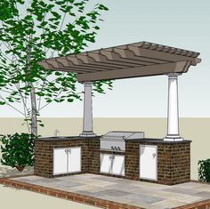 Pergola Diy, Outdoor Kitchen Countertops, Outdoor Kitchen Bars, Patio Pergola, Pergola Design, Backyard Kitchen, Wooden Pergola, Budget Patio, Backyard Pergola