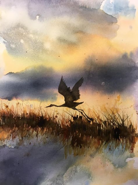 Grass Painting, Watercolor Art Landscape, Chinese Art Painting, Tinta China, Watercolor Ideas, Watercolor Landscape Paintings, Watercolor Inspiration, Watercolor Bird, Nature Images